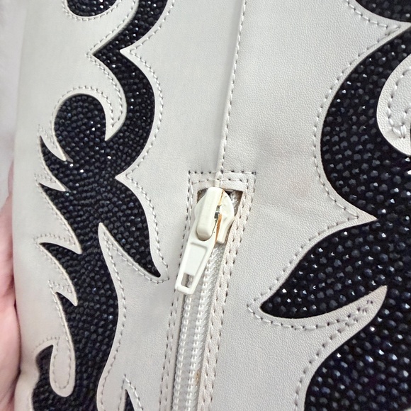 INC Womens Iresa Embellished Cowboy, Western Boots Ivory - Picture 9 of 9